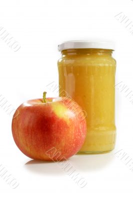 Container with apple compote