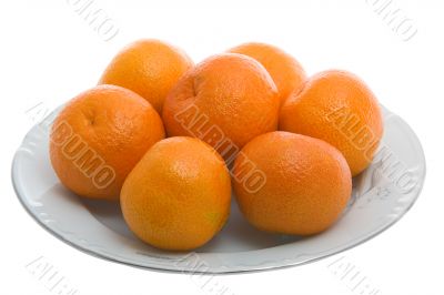 Tangerines on white plate