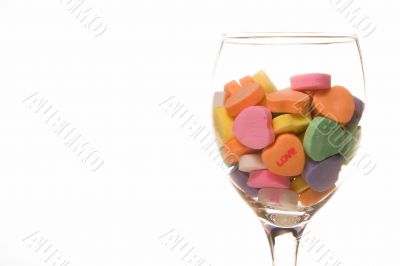 Conversation Hearts in a Wine Glass