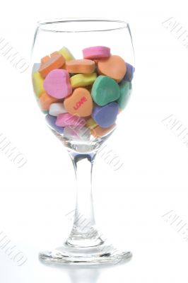 Conversation Hearts in a Wine Glass