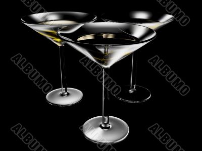 cocktail glass on black background