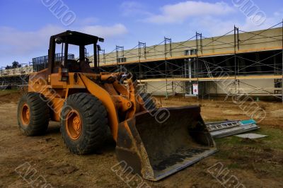 Bulldozer and parking lot construction