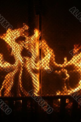 Fireplace with fender and life fire inside Fireplace with fender and life fire inside