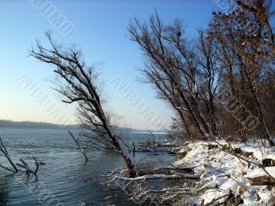 Beautiful winter river landscape