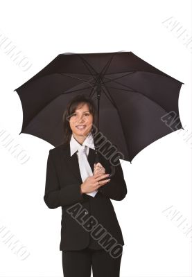 Businesswoman with umbrella