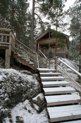 wooden cottage in the forest