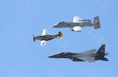 Three military aircraft