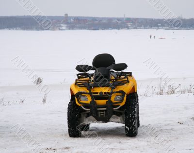 The yellow cross-country vehicle.