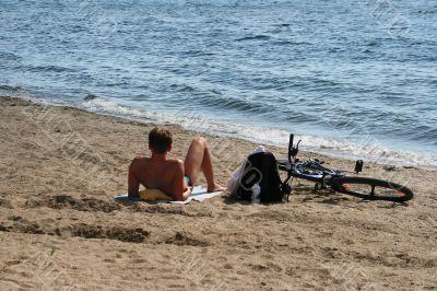 The young man on a beach.