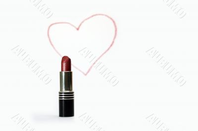 Lipstick and pictured heart