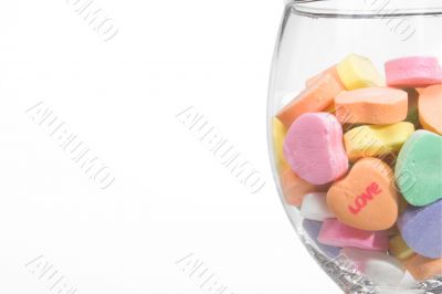 Conversation Hearts in a Wine Glass