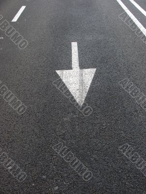 Directional marker on road
