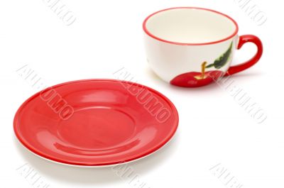 tea cup and red saucer