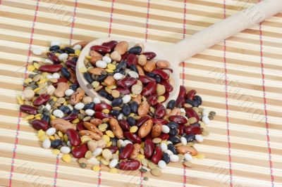 Cooking Spoon with colorful mixed Beans