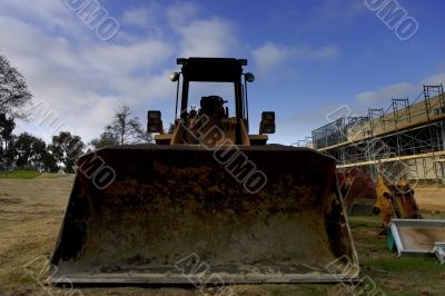 Bulldozer and parking lot construction