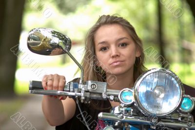 Girl go on a bike