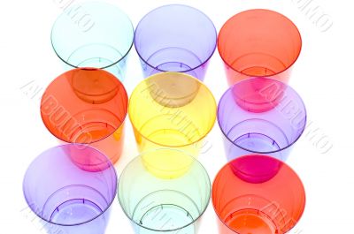 colored plastic cups