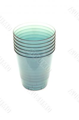 Green plastic cups