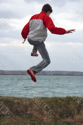 The guy in a jump.