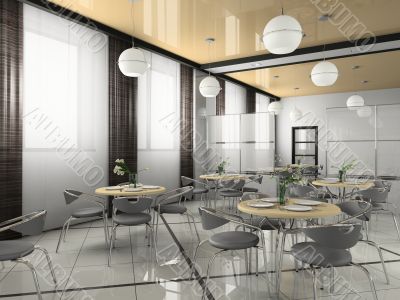 Interior of modern bistro (cafe) 3D rendering