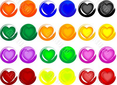 Colorful heart buttons