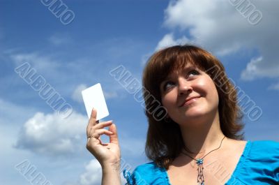 girl and card girl and card