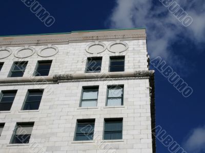 White Building Dark Blue Sky