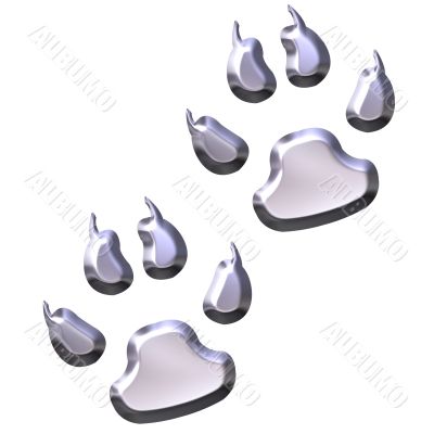 3D Silver Animal Foot Prints