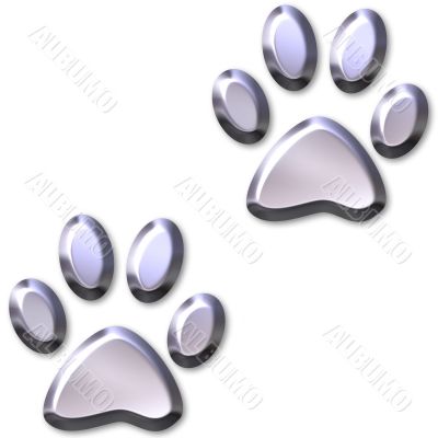 3D Silver Animal Foot Prints