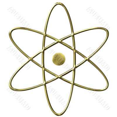 3D Golden Atom Symbol