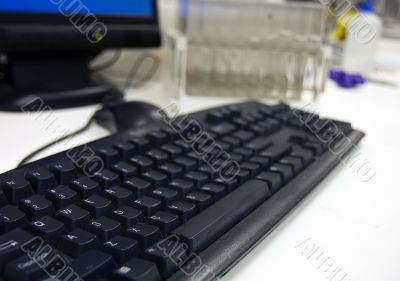 Test tubes and computer Test tubes and computer