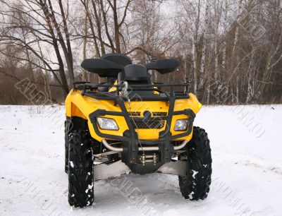 The yellow cross-country vehicle. The yellow cross-country vehicle.