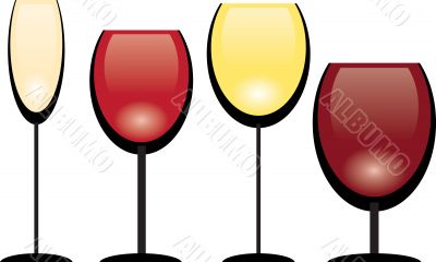 A collection of vector wine glasses