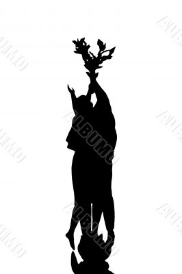 silhouette of dove of peace , men and women