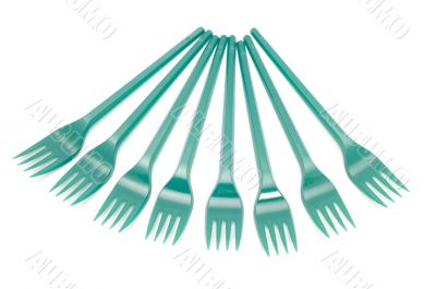 green plastic fork