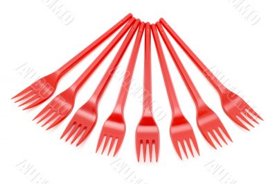 red plastic fork