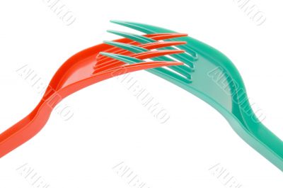 two plastic fork
