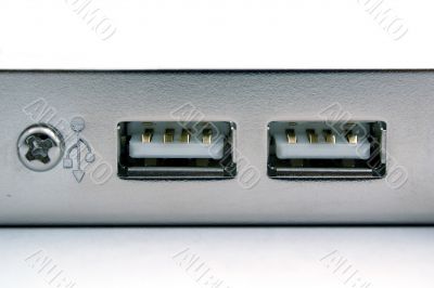 two port of the usb close up. isolated two port of the usb close up. isolated