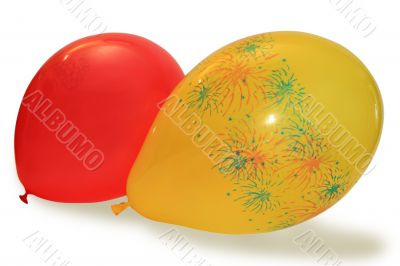 two red and yellow air balloon