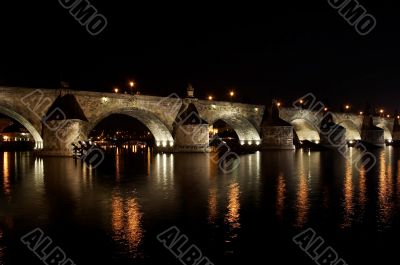 Charles bridge at night