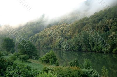 Fog on the river in the Tarn valley