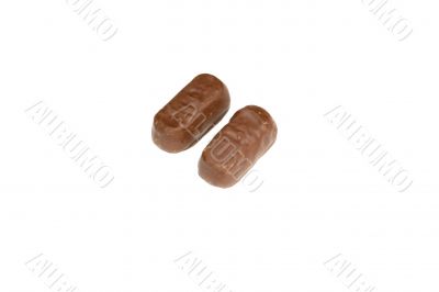 two  chocolate candy with filling
