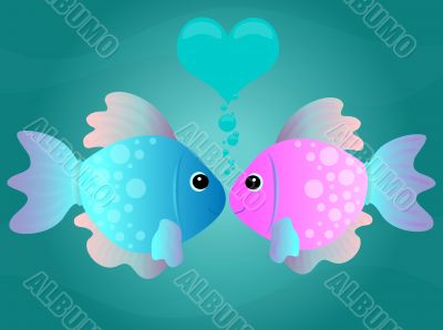 Cartoon Kissing Fish