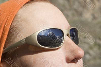 Face with reflection in glasses