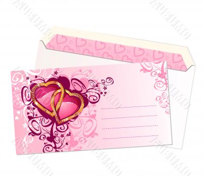 valentine`s postcard and envelope / vector