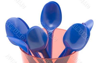 plastic cup with spoon