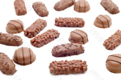 Chocolate candy on white