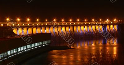 Power dam in the night
