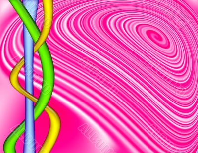 Pink Swirl with Colorful Interlocking Tubes