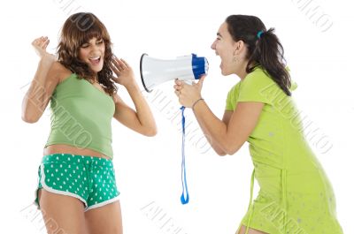 Teen girl with megaphone